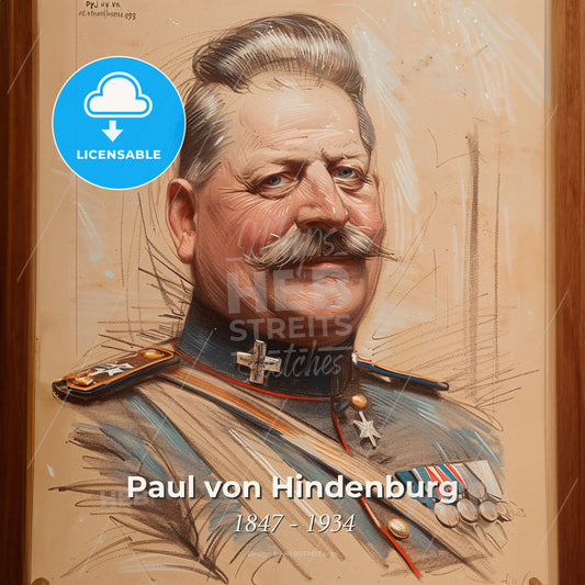 Paul von Hindenburg, 1847 - 1934, German Field Marshal and President - A Portrait Of A Man In A Frame Print Template