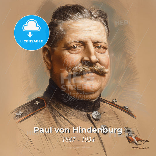 Paul von Hindenburg, 1847 - 1934, German Field Marshal and President - A Man With A Mustache Wearing A Military Uniform Print Template