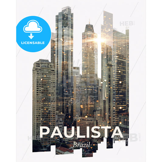 Paulista Skyline: Art Deco Iconography Poster - A city skyline with many tall buildings - Square format print template