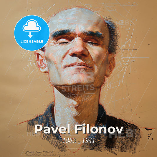 Pavel Filonov, 1883 - 1941, Russian painter - A Drawing Of A Man With His Eyes Closed Print Template