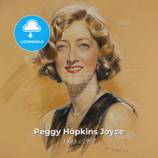 Peggy Hopkins Joyce, 1893 - 1957, American actress and socialite - A Woman With Short Hair Wearing A Necklace And A Black Dress Print Template