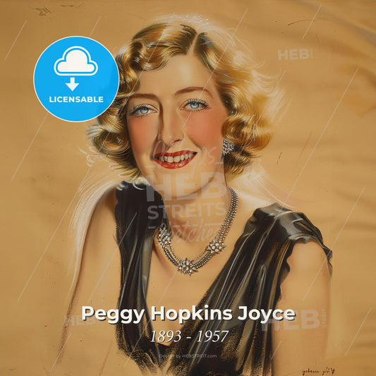 Peggy Hopkins Joyce, 1893 - 1957, American actress and socialite - A Woman Smiling With A Necklace Print Template