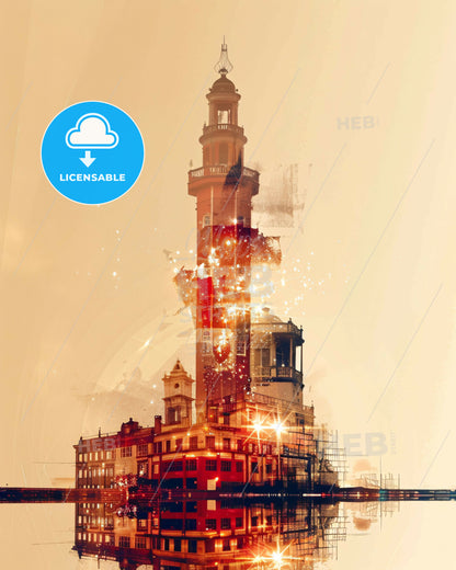 Pelotas City Artwork: Bright and Unique Skyline Poster - A lighthouse with a tower