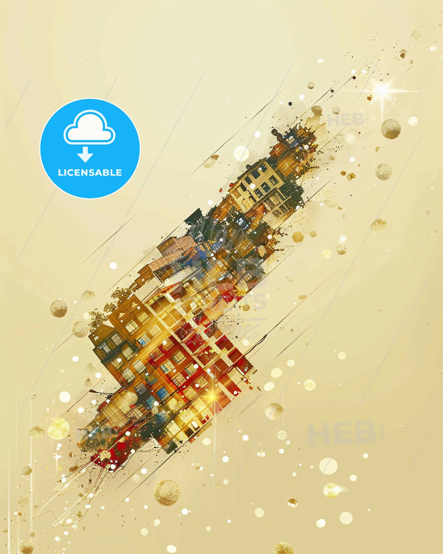 Pereira Skyline Composite Art, Vibrant Poster - A building with many windows