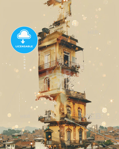 Pereira Skyline Double Exposure Cityscape Poster - A double exposure of a tall building