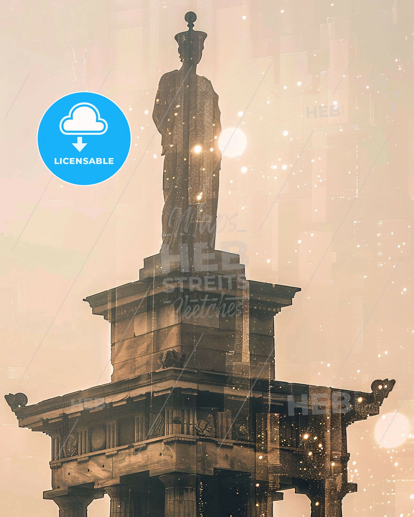 Peristeri Skyline Silhouette Poster - A statue on Thiruvalluvar Statue