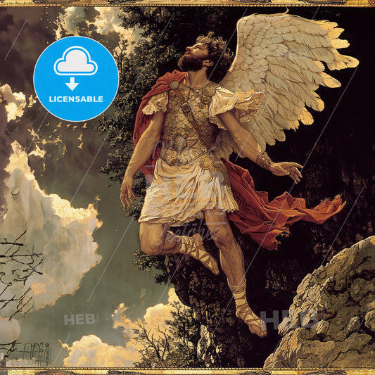 A Painting Of A Man With Wings