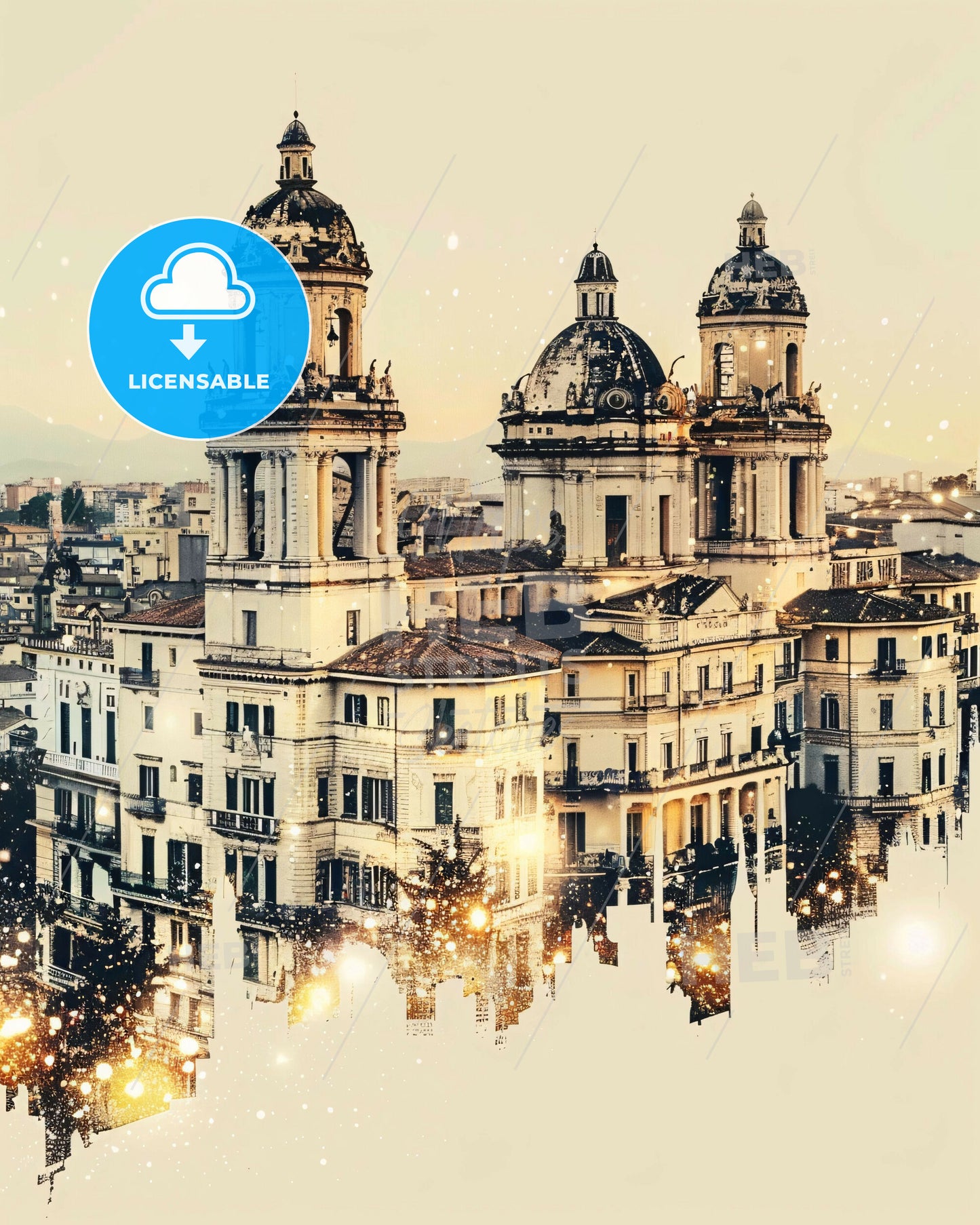 Pescara City Skyline Art Deco - A large building with a dome shaped roof