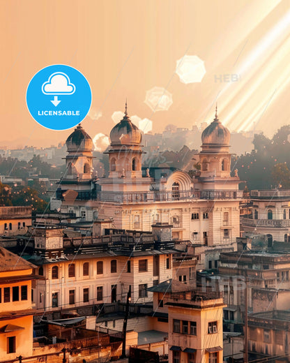 Peshawar Pakistan Skyline Art Poster - A large building with domes and a city in the background