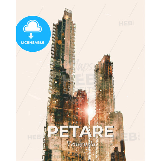 Petare City Skyline Art Poster Composite Wonder - A tall buildings with a few windows - Square format print template