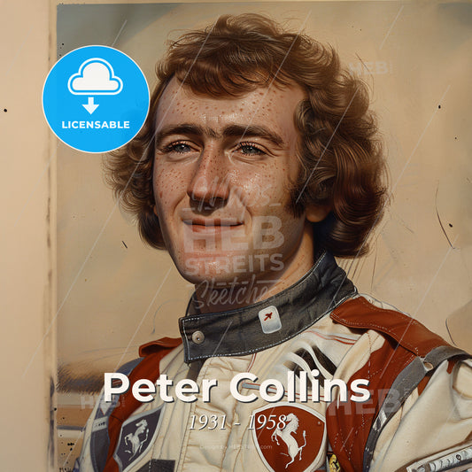 Peter Collins, 1931 - 1958, British racing driver - A Man In A Race Suit Print Template