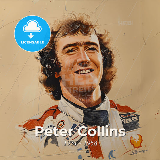 Peter Collins, 1931 - 1958, British racing driver - A Man In A Race Suit Print Template