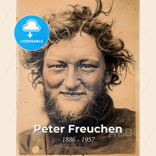 Peter Freuchen, 1886 - 1957, Danish explorer - A Man With A Beard Print Template