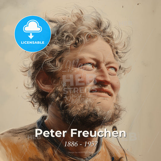 Peter Freuchen, 1886 - 1957, Danish explorer - A Painting Of A Man With A Beard Print Template