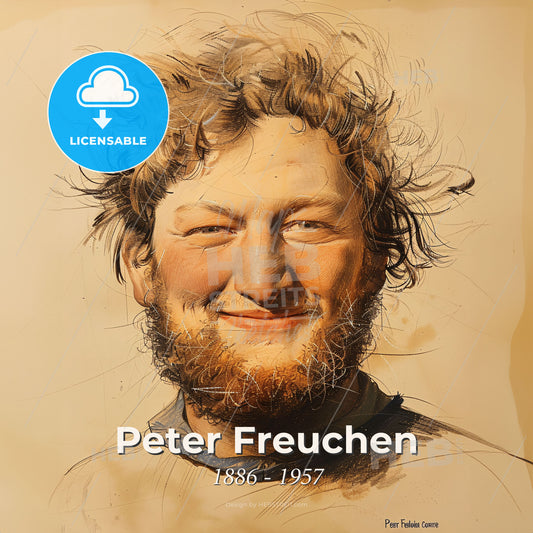 Peter Freuchen, 1886 - 1957, Danish explorer - A Portrait Of A Man With A Beard Print Template