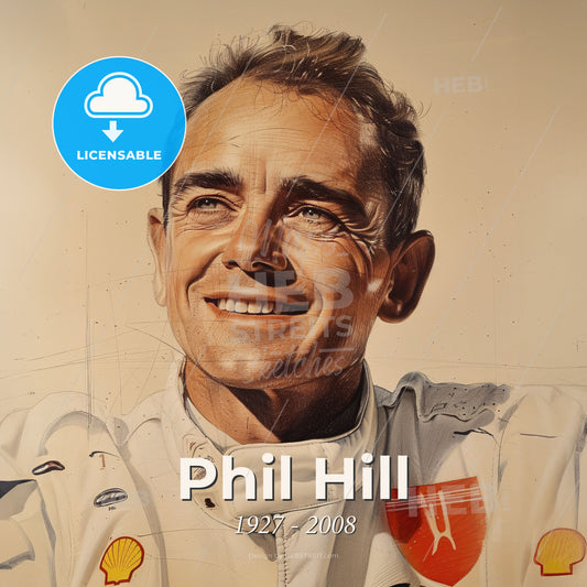 Phil Hill, 1927 - 2008, American racing driver - A Man In A White Suit Print Template
