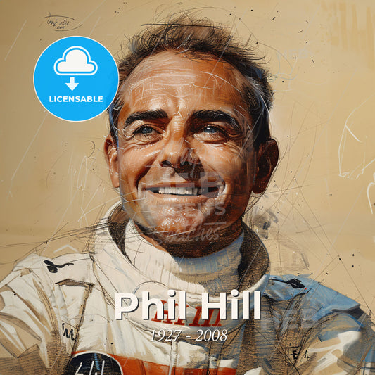 Phil Hill, 1927 - 2008, American racing driver - A Man In A White Suit Print Template