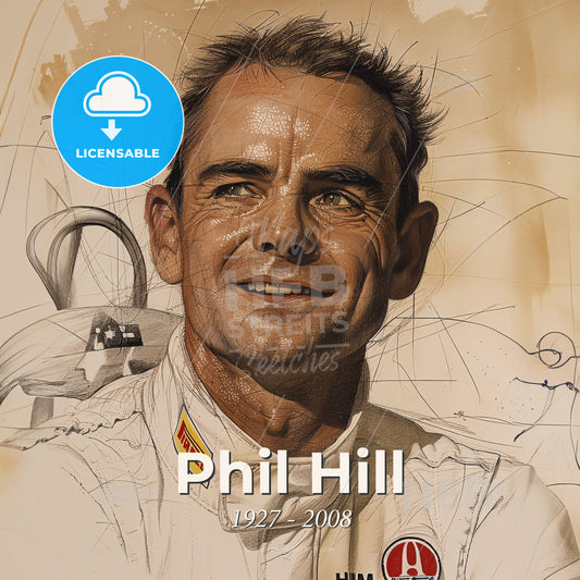 Phil Hill, 1927 - 2008, American racing driver - A Man In A White Suit Print Template