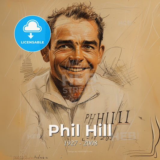 Phil Hill, 1927 - 2008, American racing driver - A Drawing Of A Man Smiling Print Template