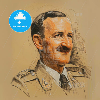 Philippe Leclerc de Hauteclocque, 1902 - 1947, French General - A Drawing Of A Man In A Military Uniform