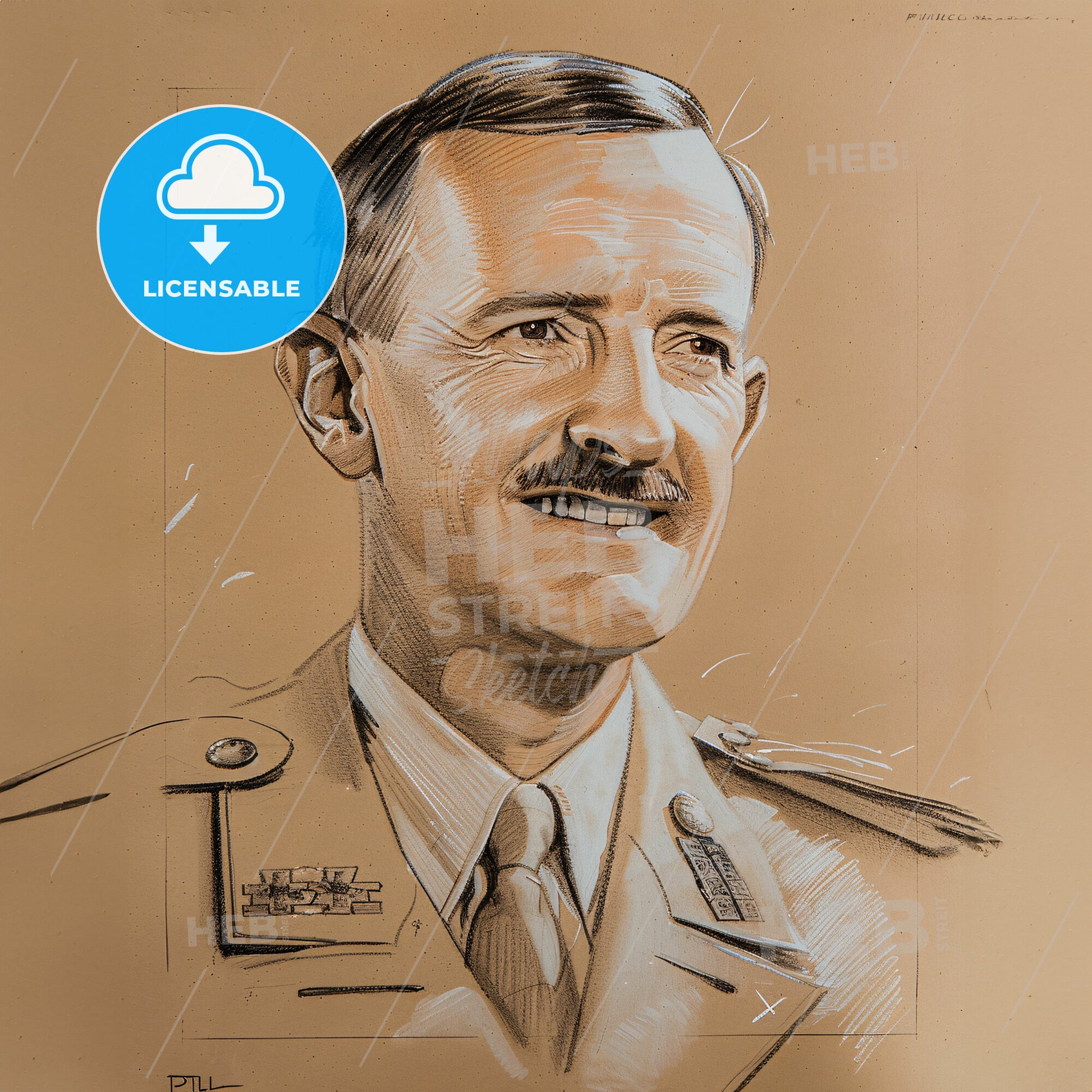 Philippe Leclerc de Hauteclocque, 1902 - 1947, French General - A Drawing Of A Man In A Military Uniform