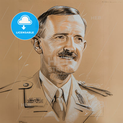 Philippe Leclerc de Hauteclocque, 1902 - 1947, French General - A Drawing Of A Man In A Military Uniform