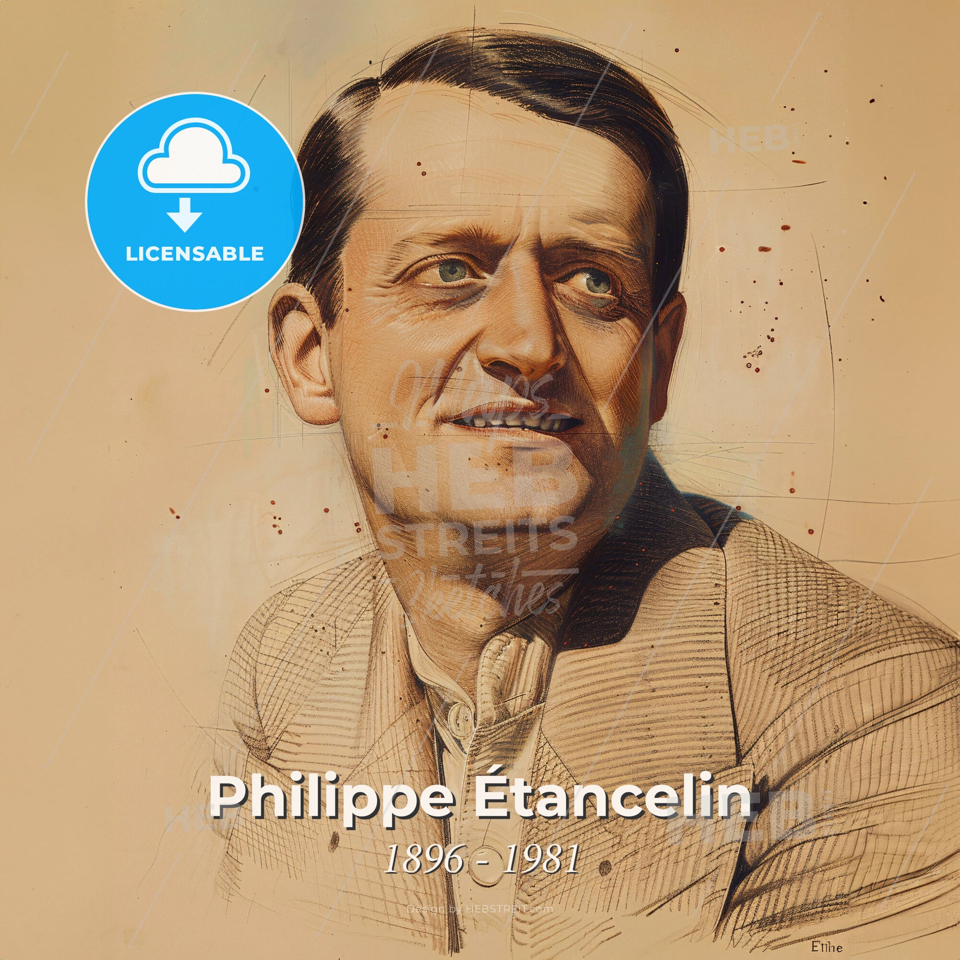 Philippe Étancelin, 1896 - 1981, French racing driver - A Drawing Of A Man Print Template