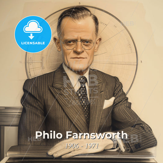 Philo Farnsworth, 1906 - 1971, American inventor - A Man In A Suit Print Template