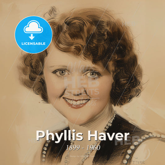 Phyllis Haver, 1899 - 1960, American actress - A Woman Smiling With Curly Hair Print Template