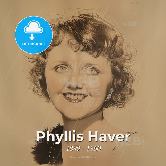 Phyllis Haver, 1899 - 1960, American actress - A Woman Smiling With A Feathered Boa Print Template