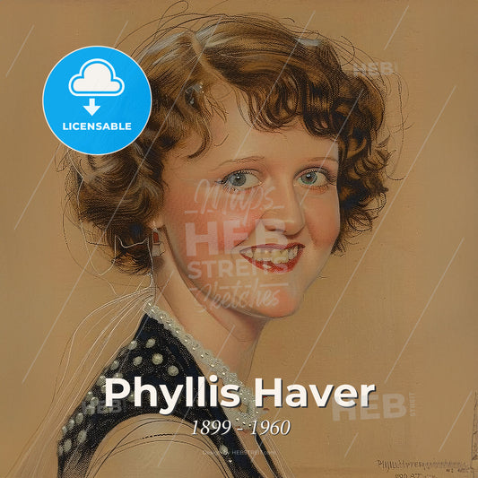 Phyllis Haver, 1899 - 1960, American actress - A Woman Smiling With A Pearl Necklace Print Template