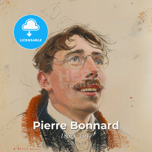 Pierre Bonnard, 1867 - 1947, French painter and printmaker - A Man With Glasses And Mustache Print Template