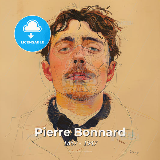 Pierre Bonnard, 1867 - 1947, French painter and printmaker - A Man With A Mustache And Beard Print Template