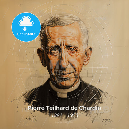 Pierre Teilhard de Chardin, 1881 - 1955, French Jesuit priest and philosopher - A Drawing Of A Man Print Template