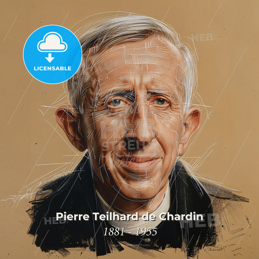 Pierre Teilhard de Chardin, 1881 - 1955, French Jesuit priest and philosopher - A Man With White Lines On His Face Print Template