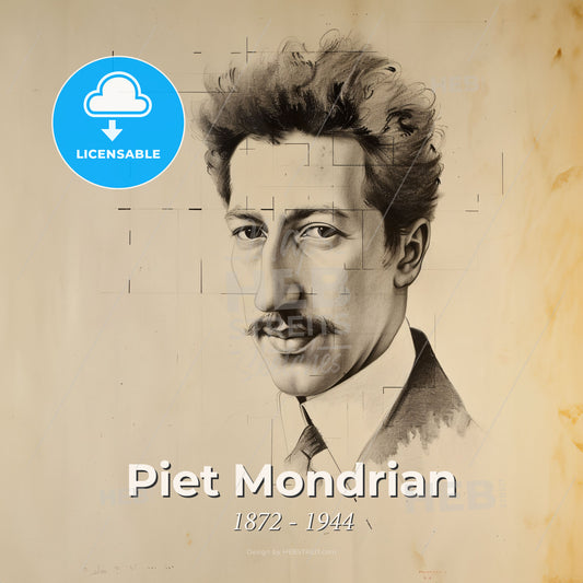 Piet Mondrian, 1872 - 1944, Dutch painter - A Drawing Of A Man Print Template