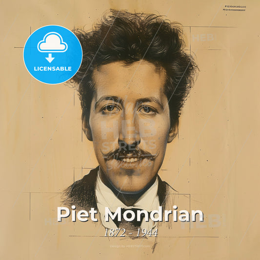 Piet Mondrian, 1872 - 1944, Dutch painter - A Man With A Mustache Print Template