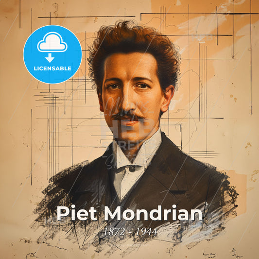 Piet Mondrian, 1872 - 1944, Dutch painter - A Portrait Of A Man Print Template