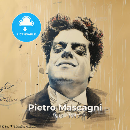 Pietro Mascagni, 1863 - 1945, Italian composer - A Drawing Of A Man Print Template