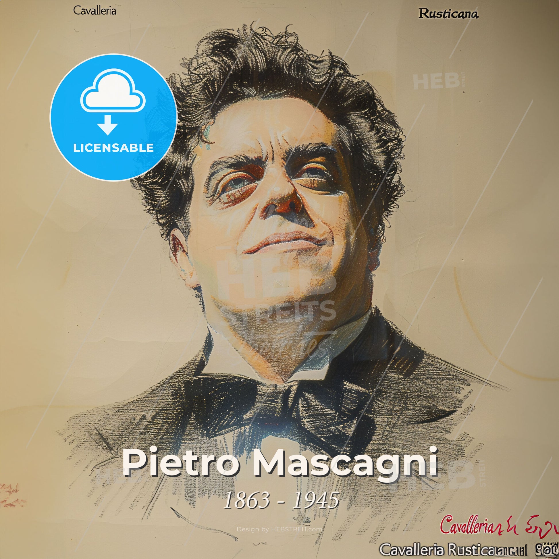 Pietro Mascagni, 1863 - 1945, Italian composer - A Drawing Of A Man Print Template