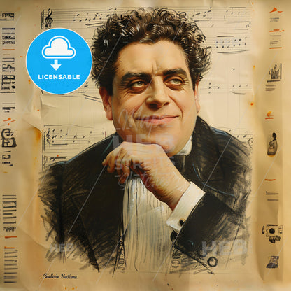 Pietro Mascagni, 1863 - 1945, Italian composer - A Man With His Hand On His Chin