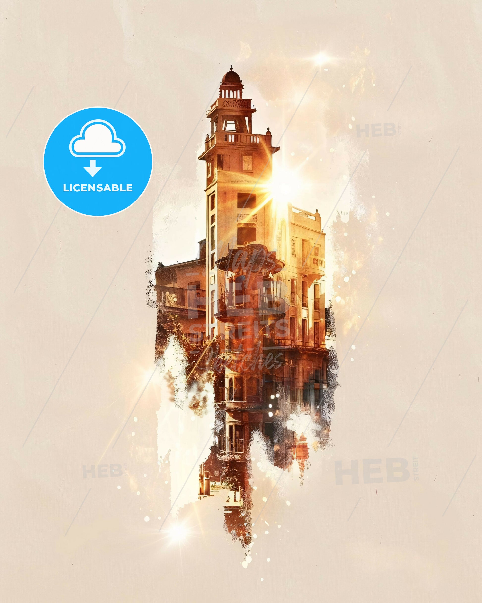 Pikine Senegal Skyline Double Exposure - A building with a light shining through it