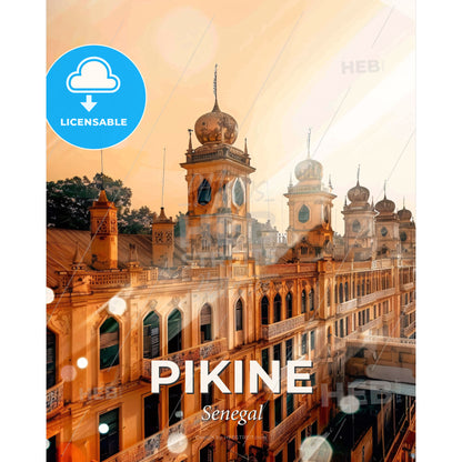 Pikine, Senegal: A Vibrant Urban Silhouette - A building with many towers - Square format print template