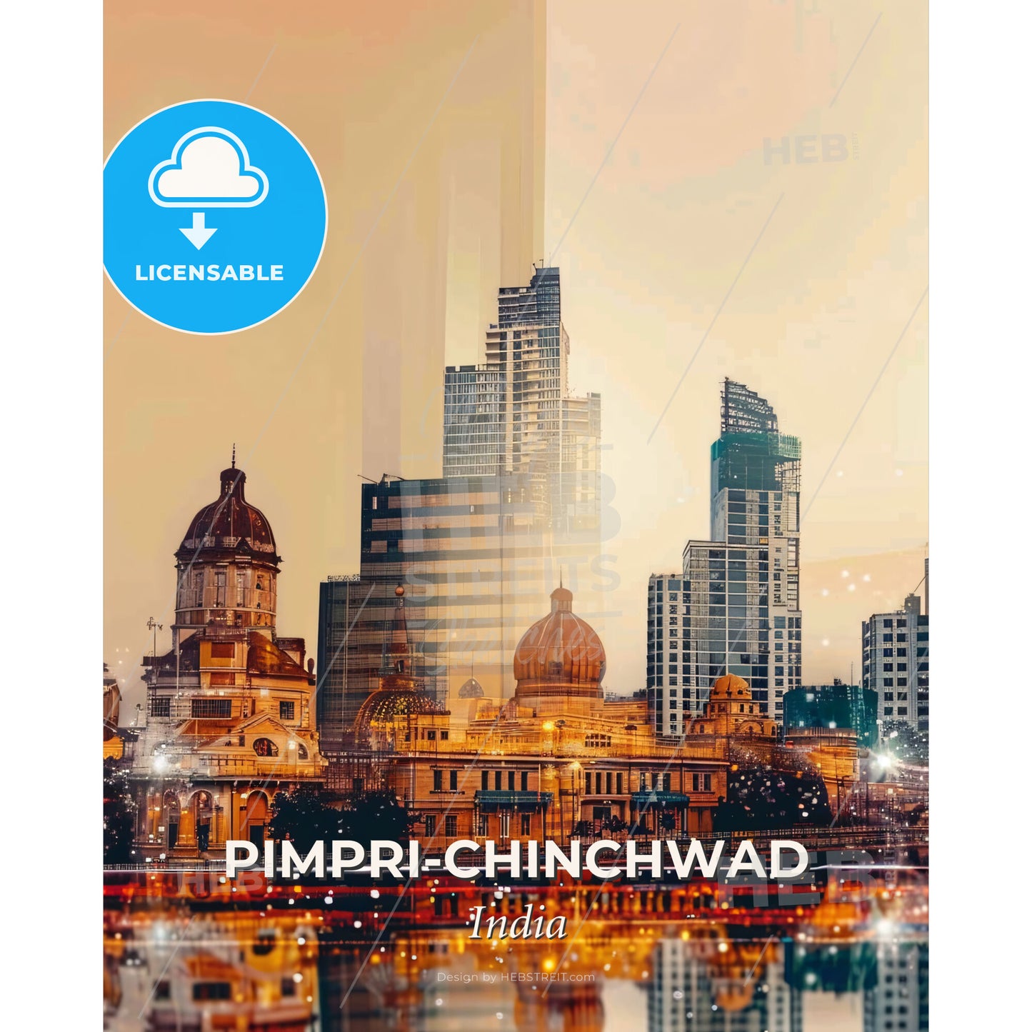 Pimpri-Chinchwad Skyline Art: Tapestry of Iconic Architecture - A city skyline with many buildings - Square format print template