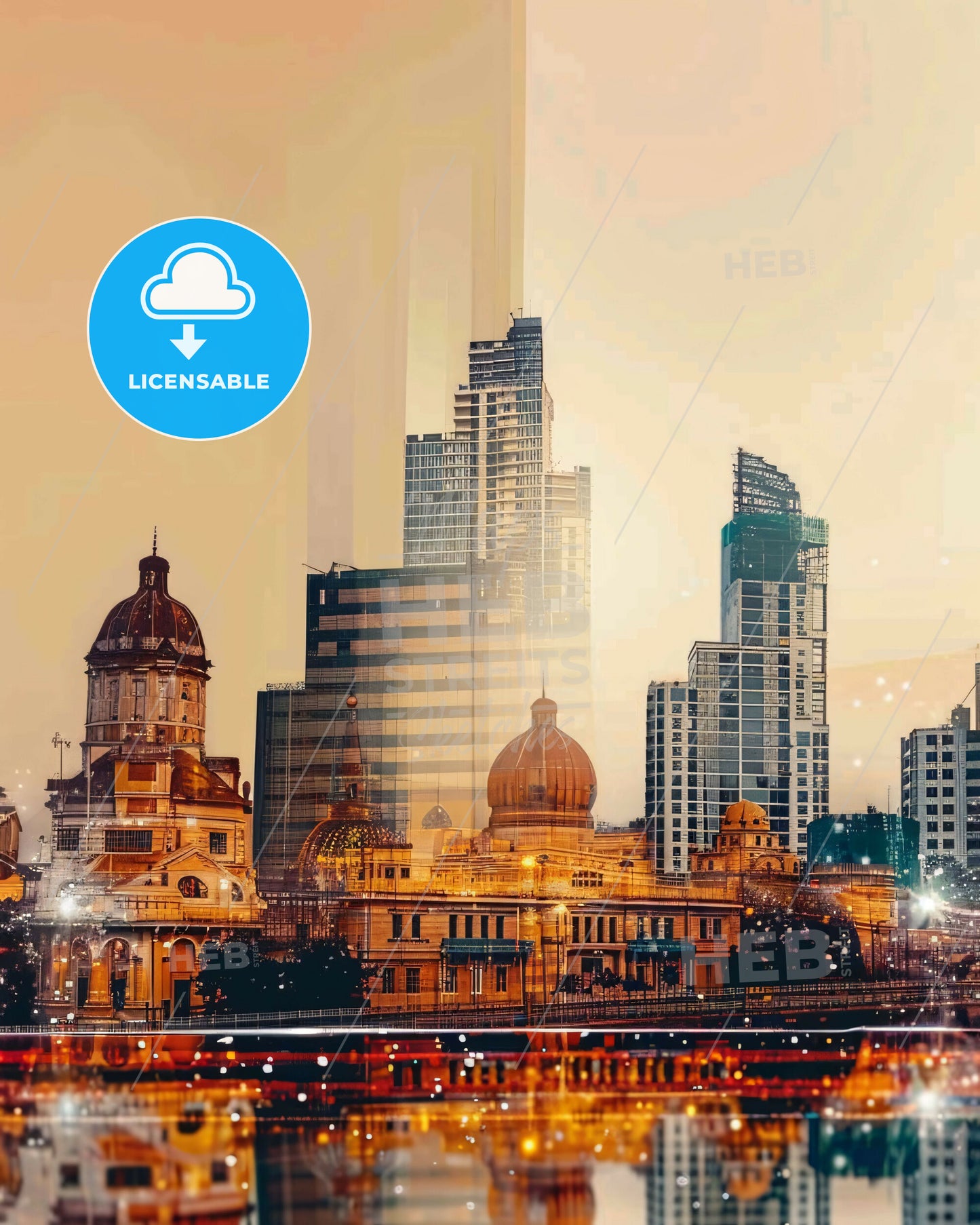 Pimpri-Chinchwad Skyline Art: Tapestry of Iconic Architecture - A city skyline with many buildings