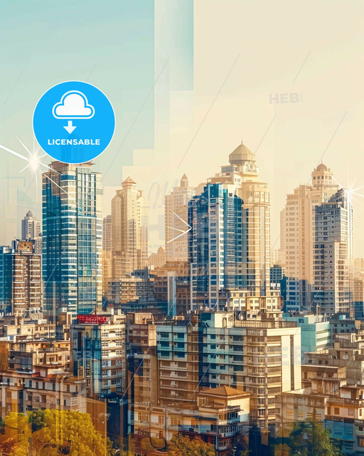 Pimpri-Chinchwad City Skyline with Local Architecture Glows - A city skyline with many tall buildings