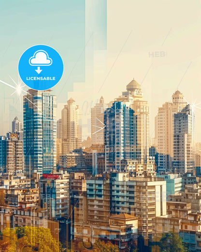 Pimpri-Chinchwad City Skyline with Local Architecture Glows - A city skyline with many tall buildings