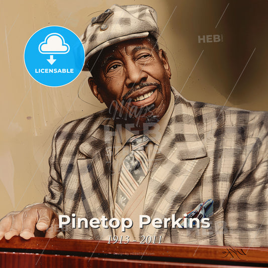 Pinetop Perkins, 1913 - 2011, American blues pianist - A Man In A Plaid Suit And Hat Print Template
