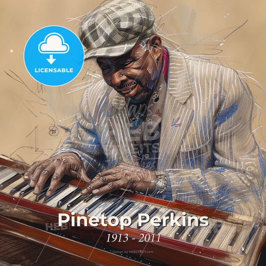 Pinetop Perkins, 1913 - 2011, American blues pianist - A Man Playing A Piano Print Template