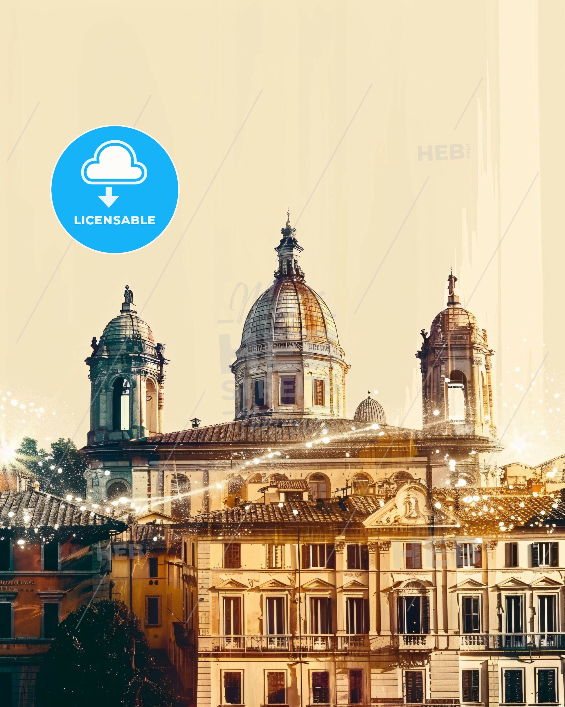 Pistoia Cityscape Panorama Poster Art - A building with a dome and a roof